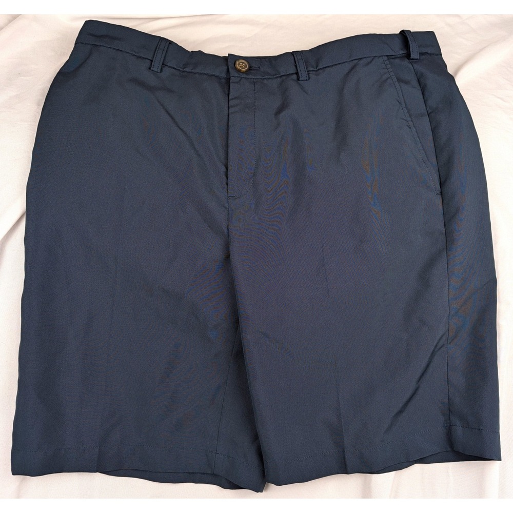 Haggar Mens Navy Blue Flat Front Golf Casual Shorts Size 36 WPL 386